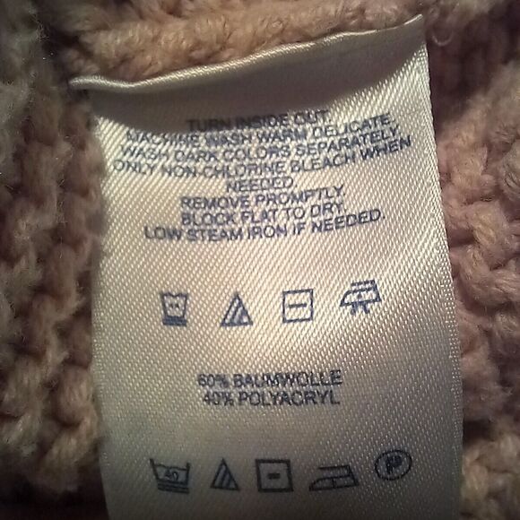 Lands End Chunky Knit Sweater Tunic Dress-Medium-Turtleneck-Side Slit-Dusty Pink - Picture 8 of 9